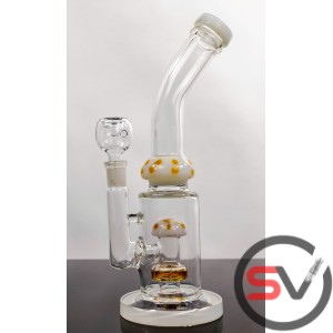 CURVED NECK MUSHROOM GLASS WATER PIPE 10inch